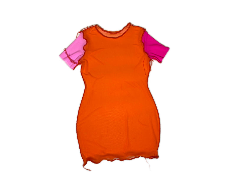 Color Block Mesh Dress 001