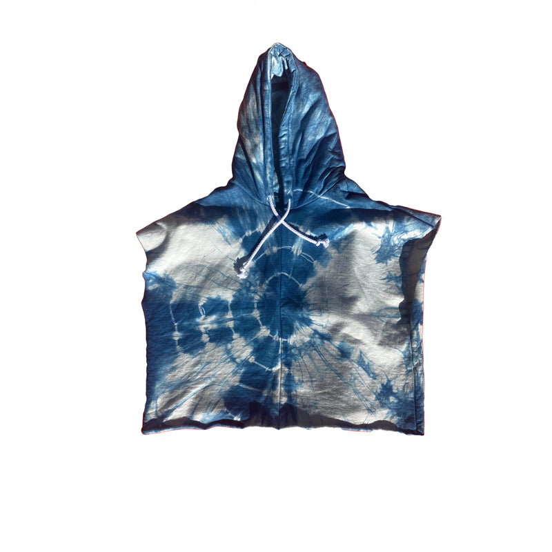 Indigo Dyed Sleeveless Hoodie 001