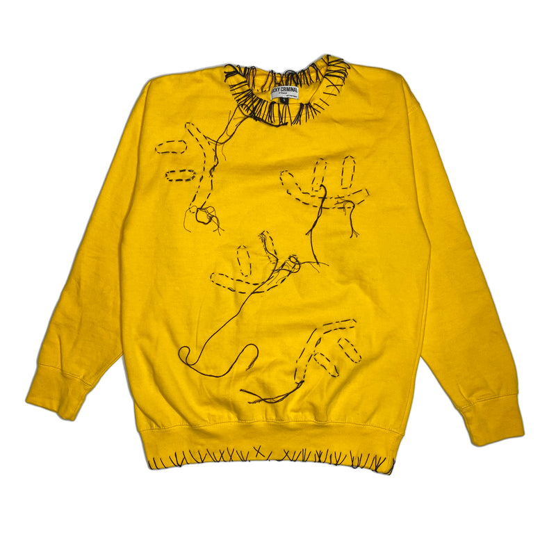 Hand Embroidered Smiley Crew Neck