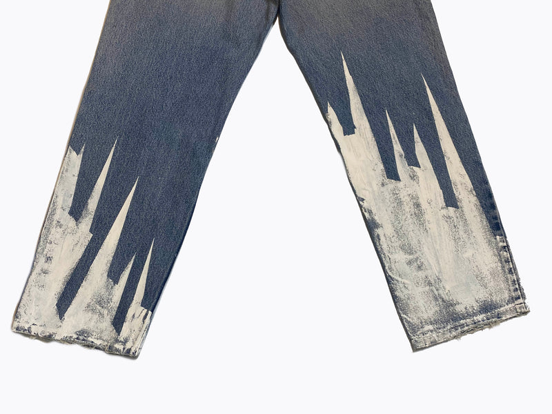Abstract Flames Reworked Vintage Jeans