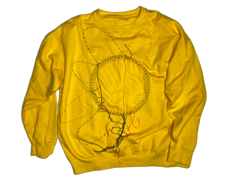 Hand Embroidered Flower Crew Neck-2XL