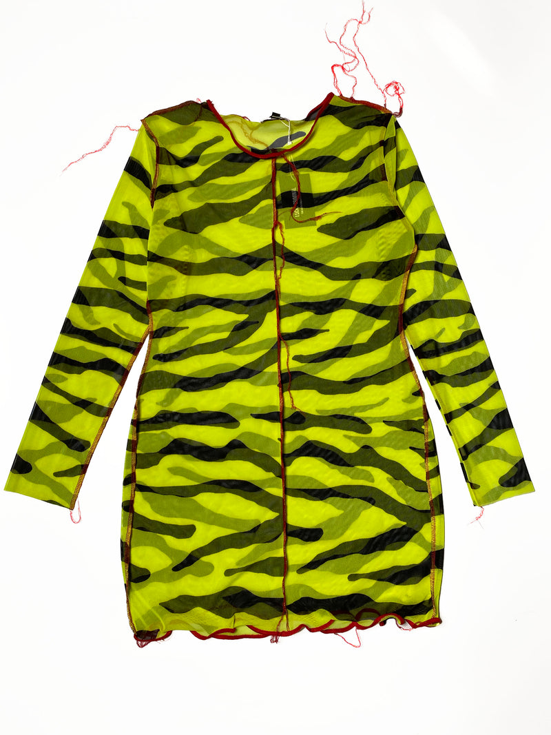 Neon Zebra Mesh Dress- Medium