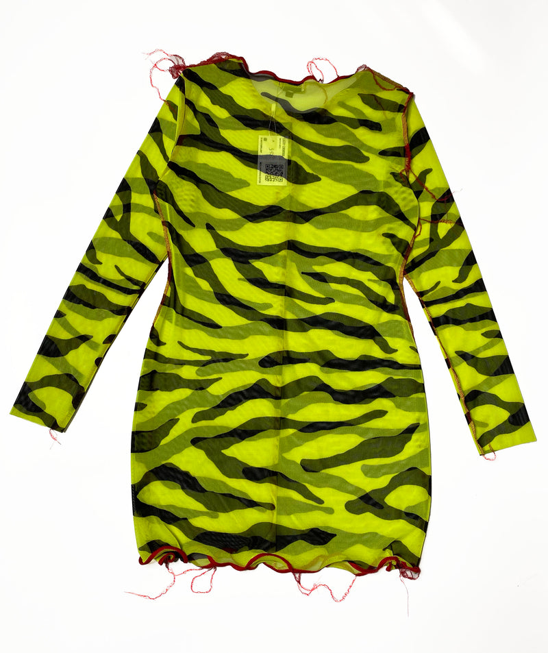 Neon Zebra Mesh Dress- Medium